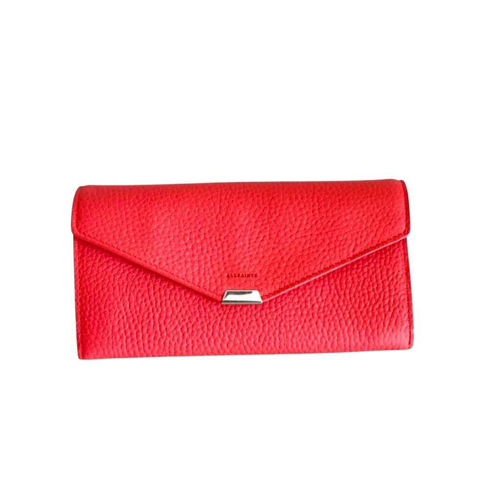 AllSaints Captain Chain Wallet Coral Leather Crossbody‎ Removable Strap - Picture 2 of 12